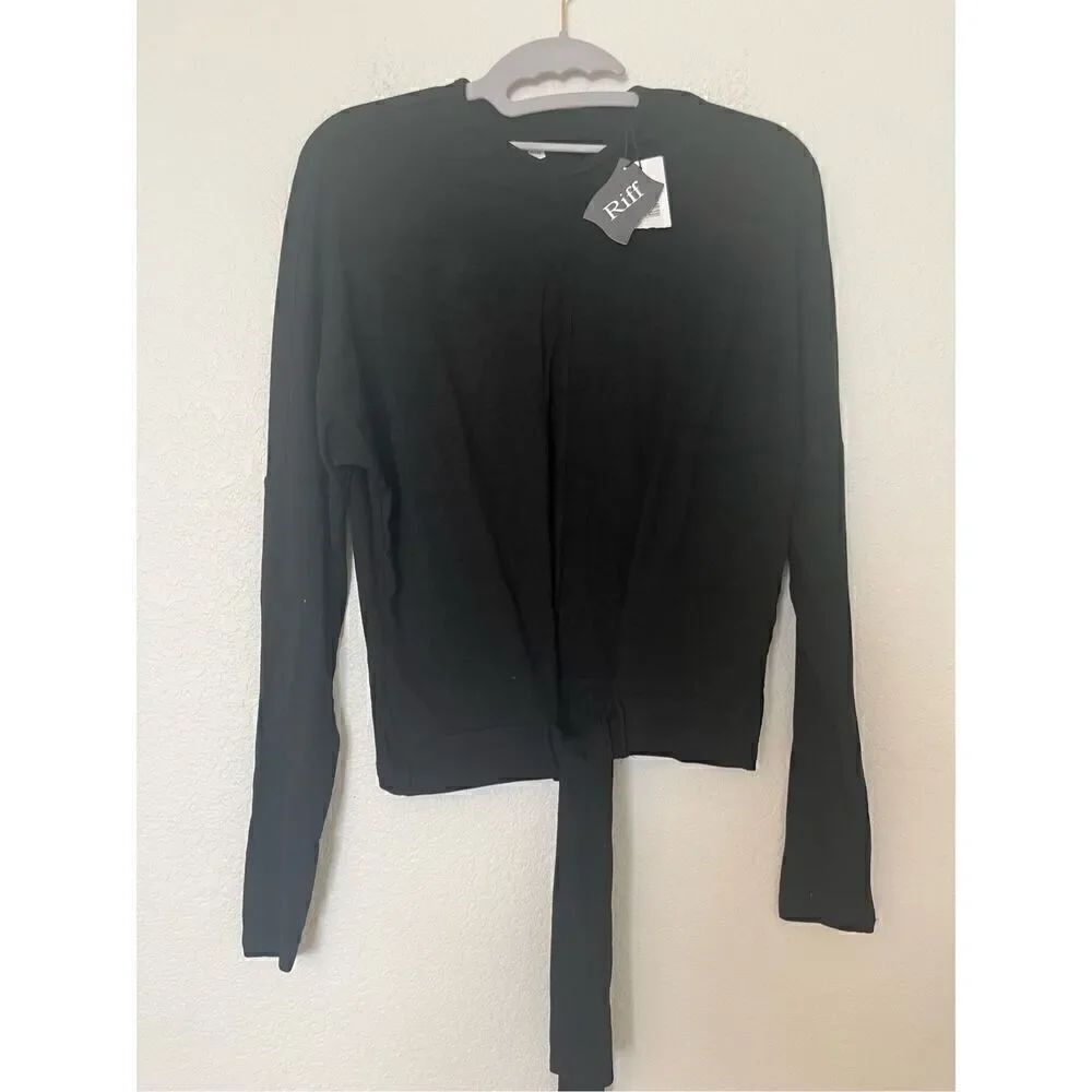 Riff Long Sleeve Front Tie Crew Neck Shirt NEW
